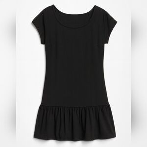 Old Navy Womens Black Capped Sleeves Mini Dress Dropped Ruffle Hem Size S/P